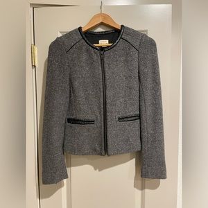 J.Crew Wool Dress Jacket with Faux Leather Trim